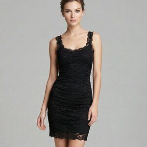 Victoria's Secret Moda Lace Ruched Mini Bodycon Dress Black Cocktail Y2K XS